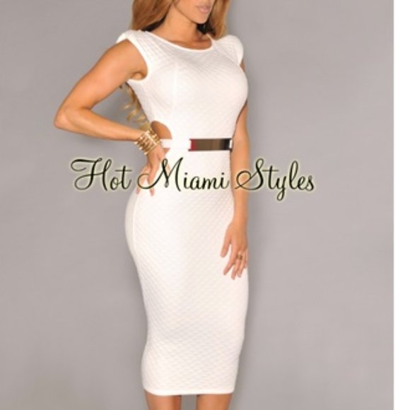 White Body Con Dress - Picture 1 of 9